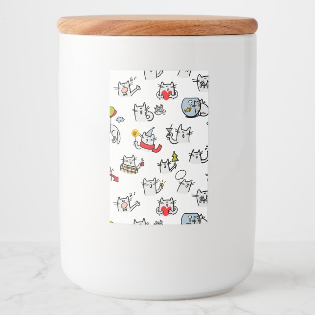 Rótulo Para Comida Gatos engraçados, leite e magia. (Frente)