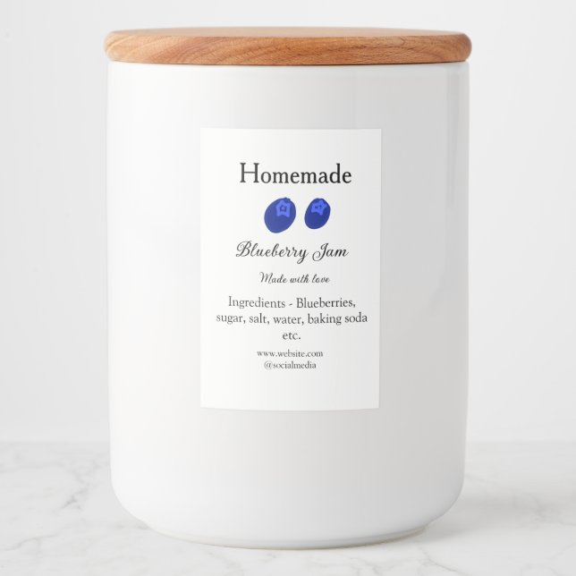 Rótulo Para Comida Geleia caseira de mirtilo feita com amor adicionar (Frente)