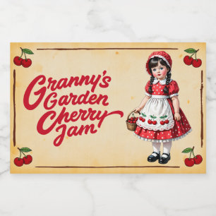 Rótulo Para Comida Geléia de Cereja do Jardim da Vovó - Vintage