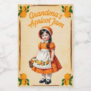 Rótulo Para Comida Geléia de Damasco Vintage da Vovó