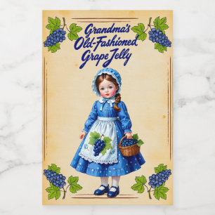 Rótulo Para Comida Geléia de Uva Vintage ao Estilo Antigo da Vovó