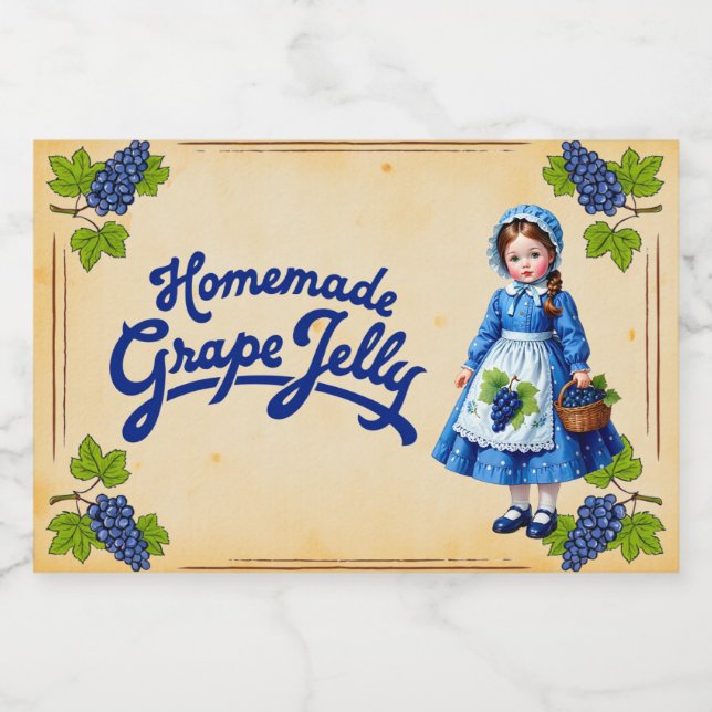 Rótulo Para Comida Geleia de Uvas Homemade - Vintage (Rótulo Único)