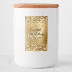 Rótulo Para Comida Glamour Monograma Dourado Brilhante 50º Aniversári