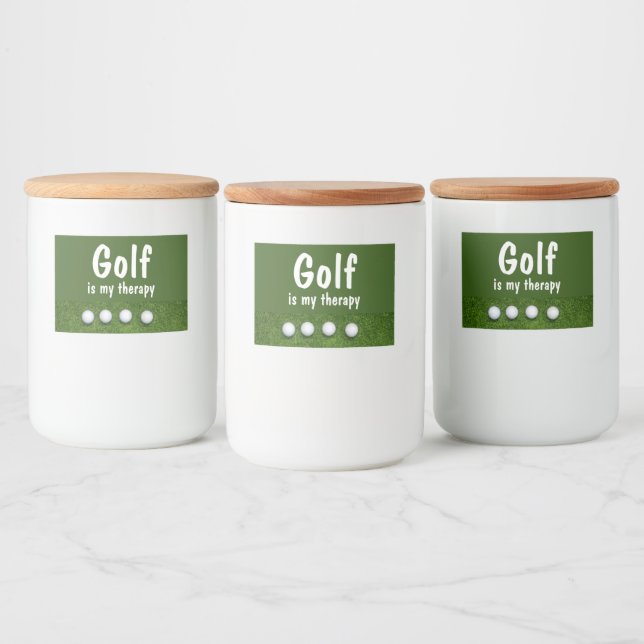 Rótulo Para Comida Golfe é minha terapia com bolas de golfe em verde (Garrafas)