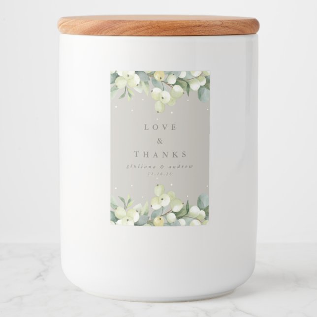 Rótulo Para Comida Griege Snowberry+Eucalyptus Casamento no inverno (Frente)