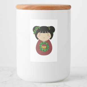 Rótulo Para Comida Grinalda do Natal de Kokeshi