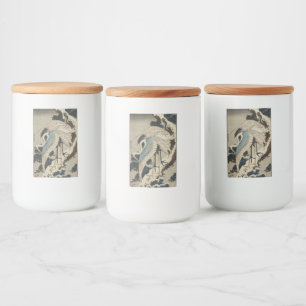 Rótulo Para Comida Gruas em Pine Hokusai coberto de neve