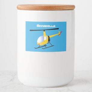 Rótulo Para Comida Helicóptero de desenho animado amarelo