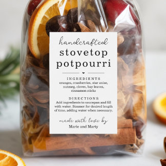 Rótulo Para Comida Homemade Stovetop Potpourri Gift Labels