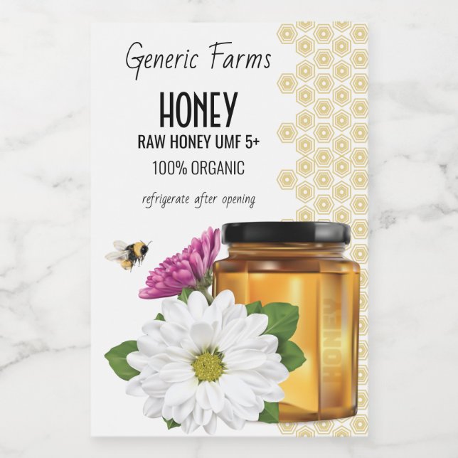 Rótulo Para Comida Honeybee Honey Jar (Rótulo Único)