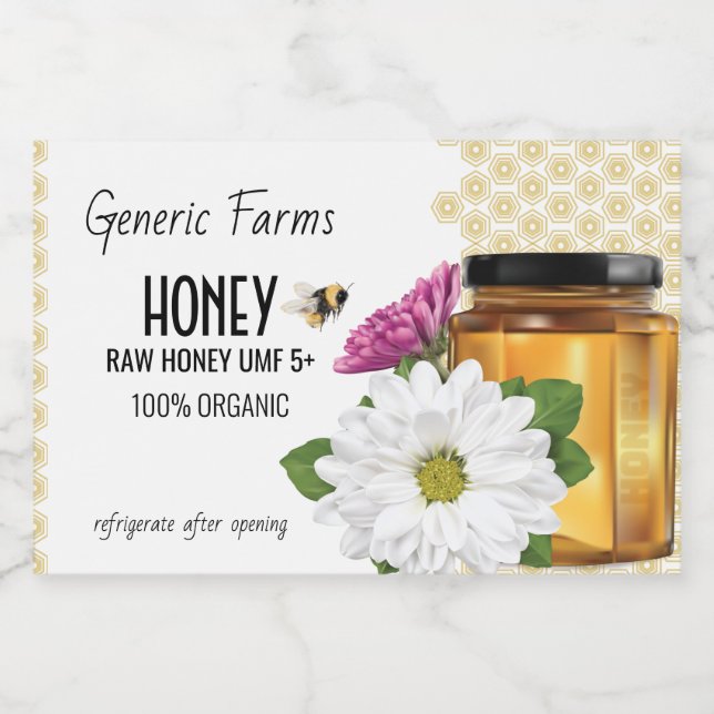 Rótulo Para Comida Honeybee Honey Jar (Rótulo Único)
