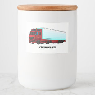 Rótulo Para Comida Ilustração de caminhão reboque vermelho