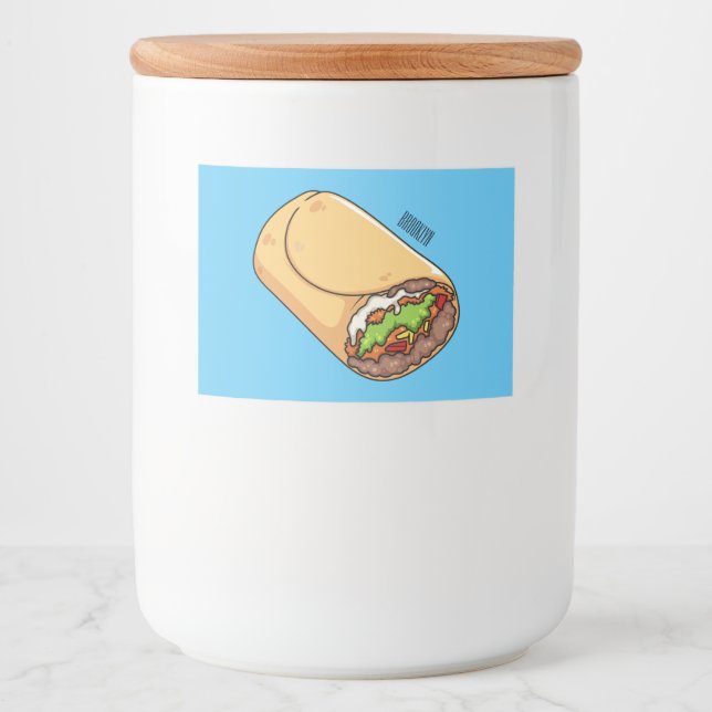 Rótulo Para Comida Ilustração de desenho animado burrito (Frente)