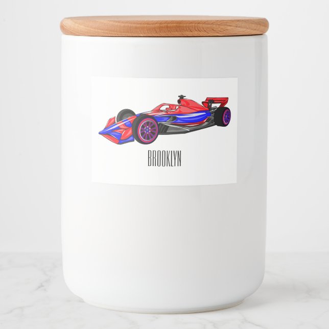 Rótulo Para Comida Ilustração de desenho animado de automóveis de cor (Frente)