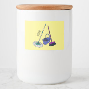 Rótulo Para Comida Ilustração de desenho animado de Broom & mop