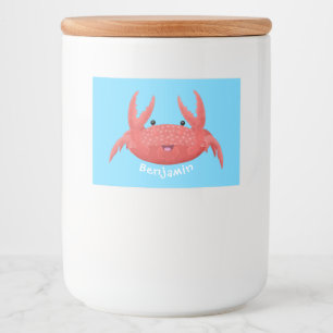 Rótulo Para Comida Ilustração de desenho animado de caranguejo verm