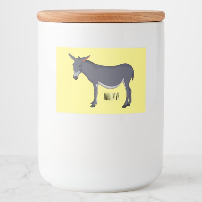 Rótulo Para Comida Ilustração de desenho animado de Donkey (Frente)