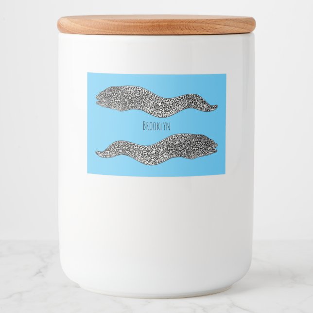 Rótulo Para Comida Ilustração de desenho animado de enguia-pintada-pr (Frente)