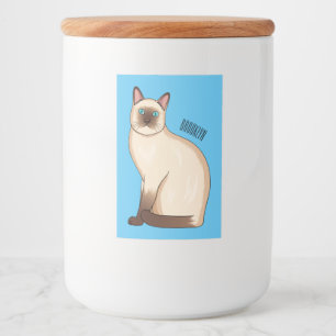 Rótulo Para Comida Ilustração de desenho animado de gato siamês