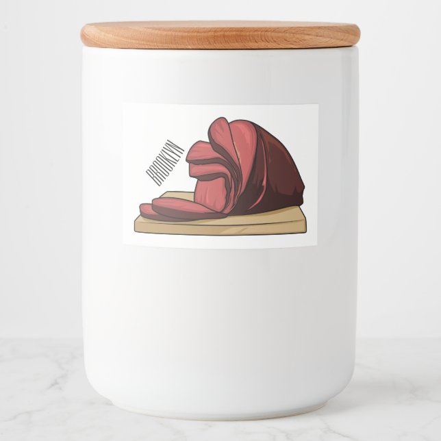 Rótulo Para Comida Ilustração de desenho animado de Ham (Frente)