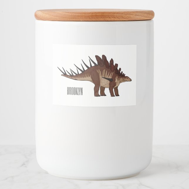 Rótulo Para Comida Ilustração de desenho animado de Kentrosaurus (Frente)