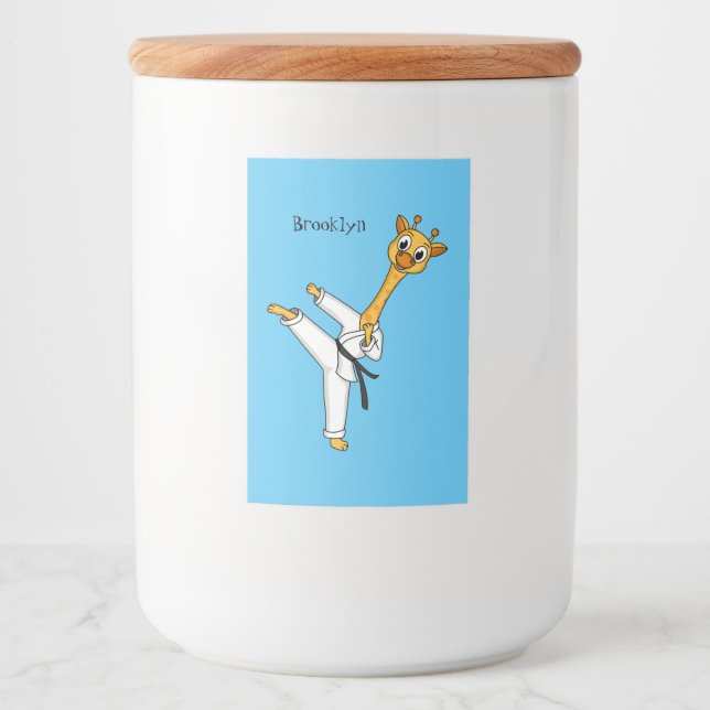 Rótulo Para Comida Ilustração de desenho animado de Kung Fu girafa (Frente)