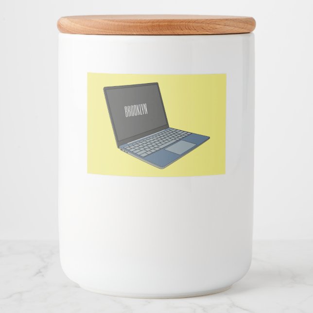 Rótulo Para Comida ilustração de desenho animado de laptop (Frente)