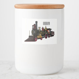 Rótulo Para Comida Ilustração de desenho animado de locomotiva a vapo