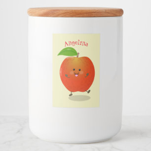 Rótulo Para Comida Ilustração de desenho animado de maçã dançant