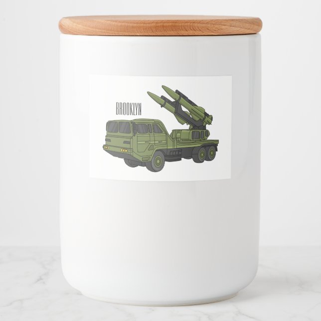 Rótulo Para Comida Ilustração de desenho animado de mísseis militares (Frente)
