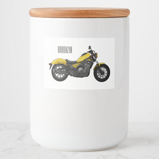 Rótulo Para Comida Ilustração de desenho animado de motociclo cruzado (Frente)