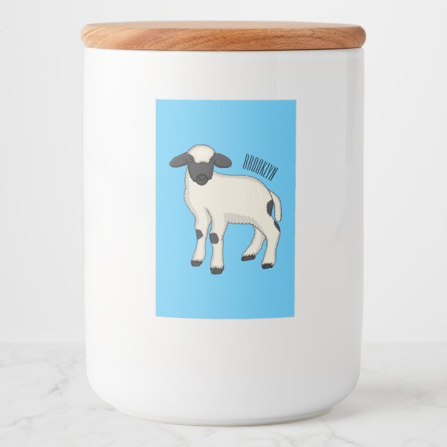 Rótulo Para Comida Ilustração de desenho animado de ovelha Valais Bla (Frente)