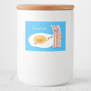 Rótulo Para Comida Ilustração de desenho animado de ovo e bacon em 