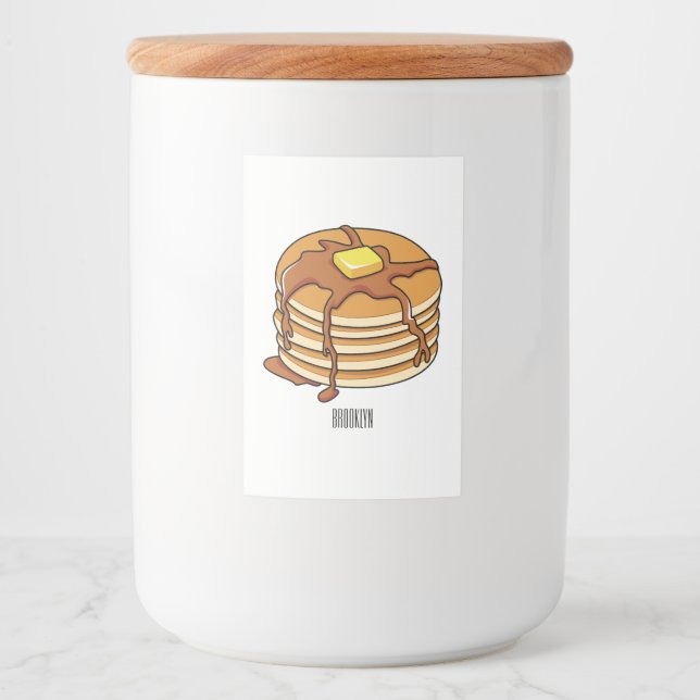 Rótulo Para Comida Ilustração de desenho animado de Pancake (Frente)