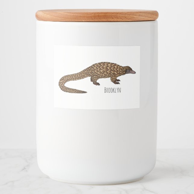 Rótulo Para Comida Ilustração de desenho animado de pangolim de cauda (Frente)