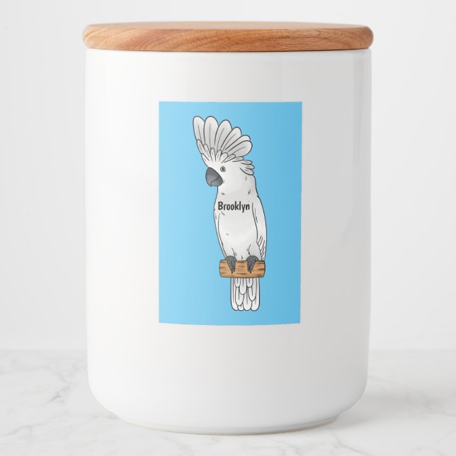 Rótulo Para Comida Ilustração de desenho animado de pássaro da catara (Frente)