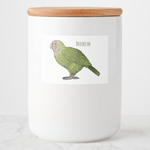 Rótulo Para Comida Ilustração de desenho animado de pássaro Kakapo 