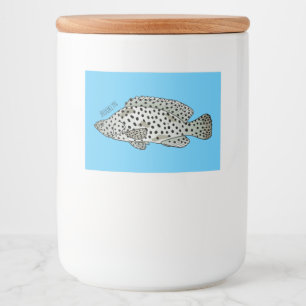 Rótulo Para Comida Ilustração de desenho animado de peixe-garoupa-jub