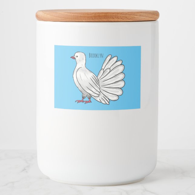 Rótulo Para Comida Ilustração de desenho animado de pombo-cauda (Frente)
