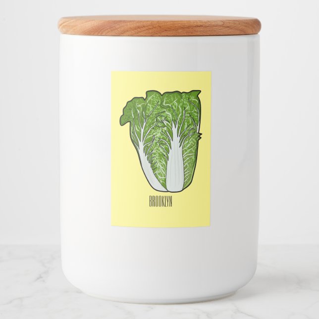 Rótulo Para Comida Ilustração de desenho animado de repolho chinês (Frente)