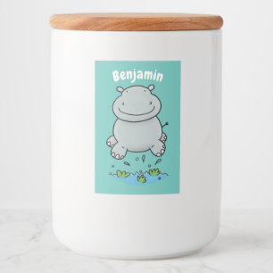 Rótulo Para Comida Ilustração de desenho animado de salto em hippo