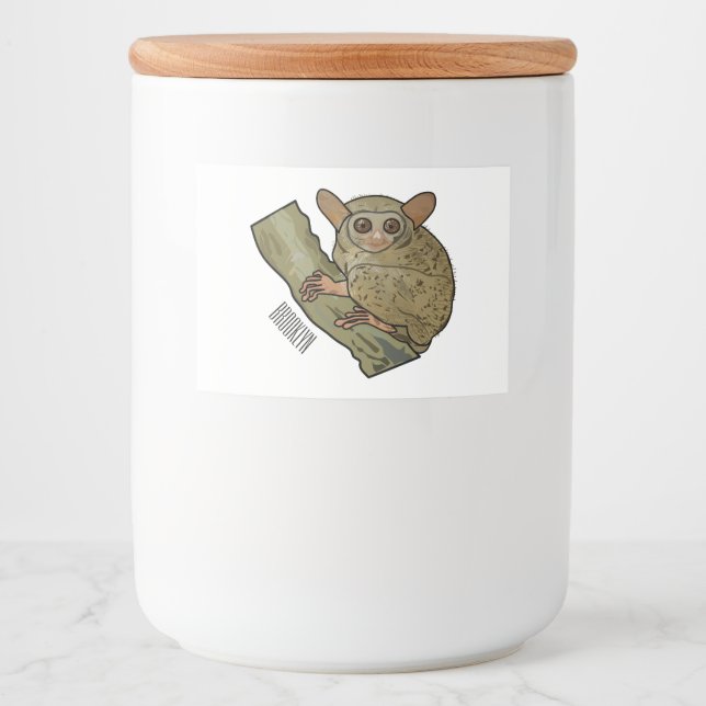 Rótulo Para Comida Ilustração de desenho animado de Tarsier (Frente)