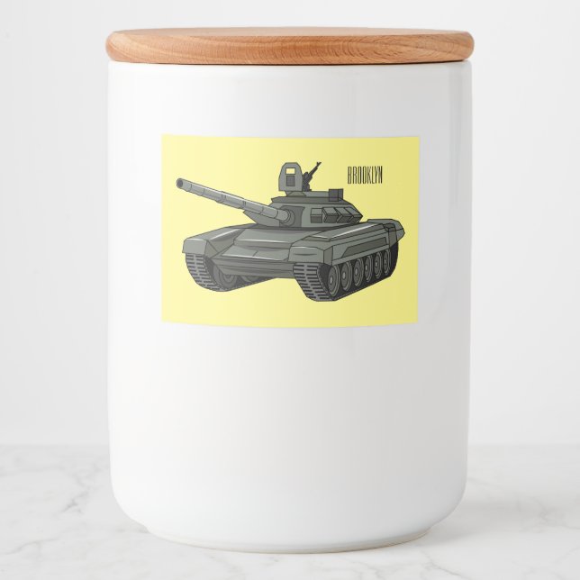Rótulo Para Comida Ilustração de desenho animado do Tanque (Frente)