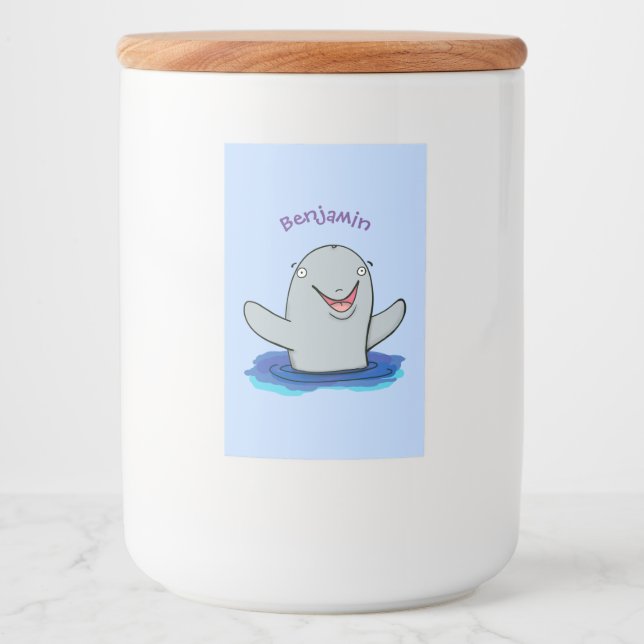 Rótulo Para Comida Ilustração de desenho animado feliz e adorável (Frente)