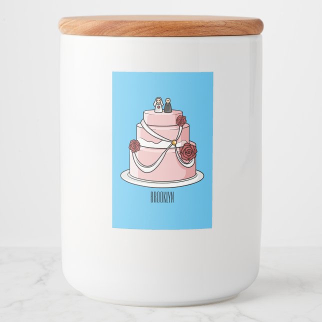 Rótulo Para Comida Ilustração de desenho de bolo de casamento (Frente)