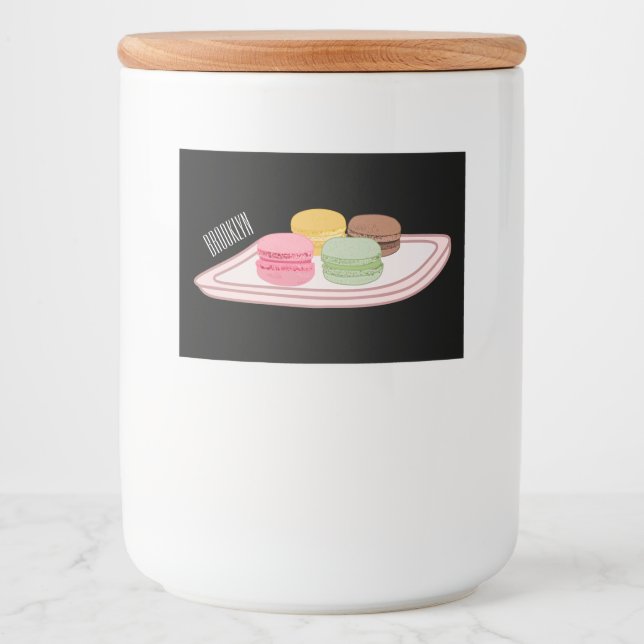 Rótulo Para Comida Ilustração de desenho de Macaron (Frente)
