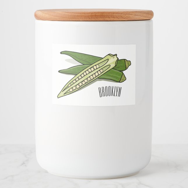 Rótulo Para Comida Ilustração de desenho de Okra (Frente)