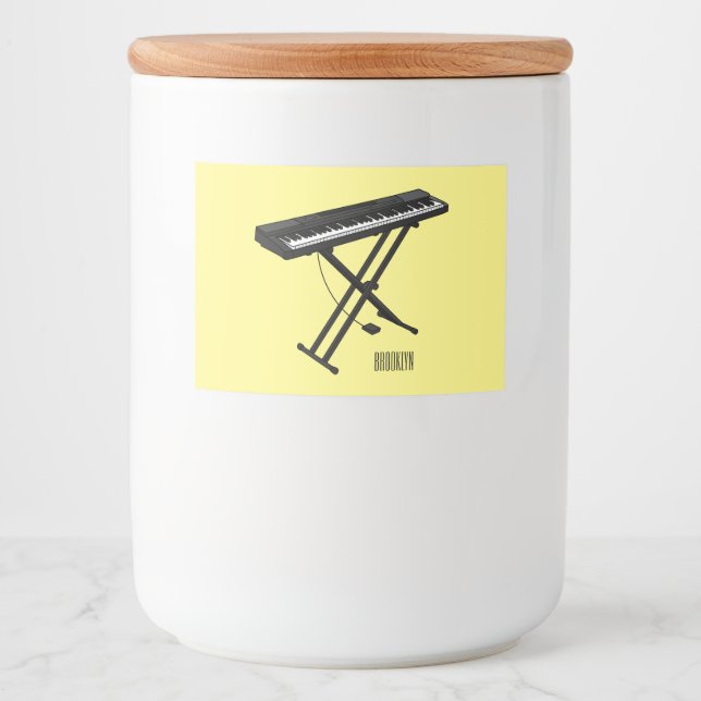 Rótulo Para Comida Ilustração de desenho de piano de teclado (Frente)