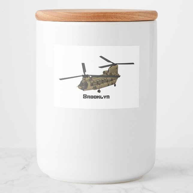 Rótulo Para Comida Ilustração de helicóptero militar Chinook (Frente)