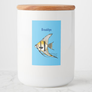 Rótulo Para Comida Ilustração de peixe-anjos listrado em desenho anim